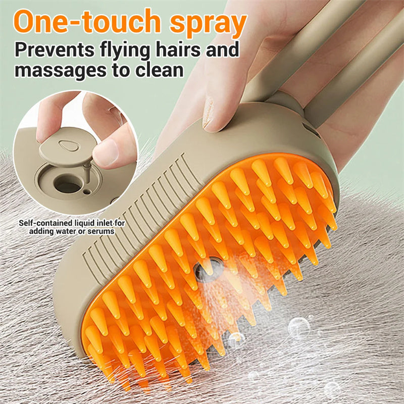 3-in-1 Cat & Dog Steam Brush – Electric Pet Grooming Comb with Spray & Hair Removal