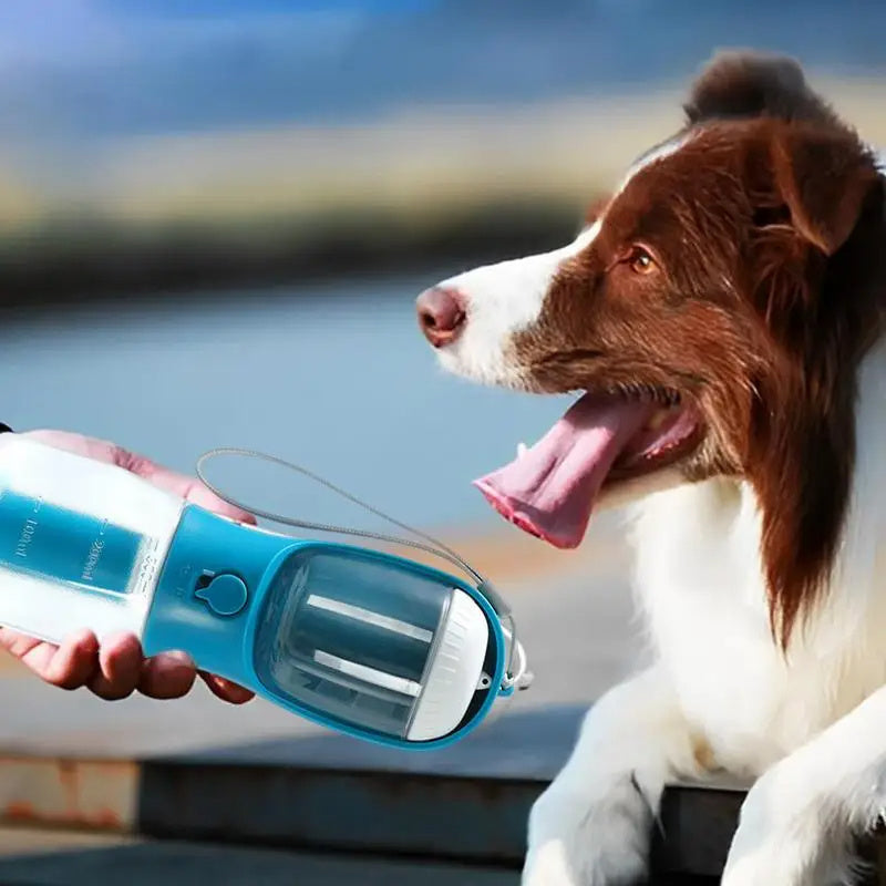 3-in-1 Dog Water Bottle with Food Box & Waste Bag Holder – Portable Pet Travel Cup