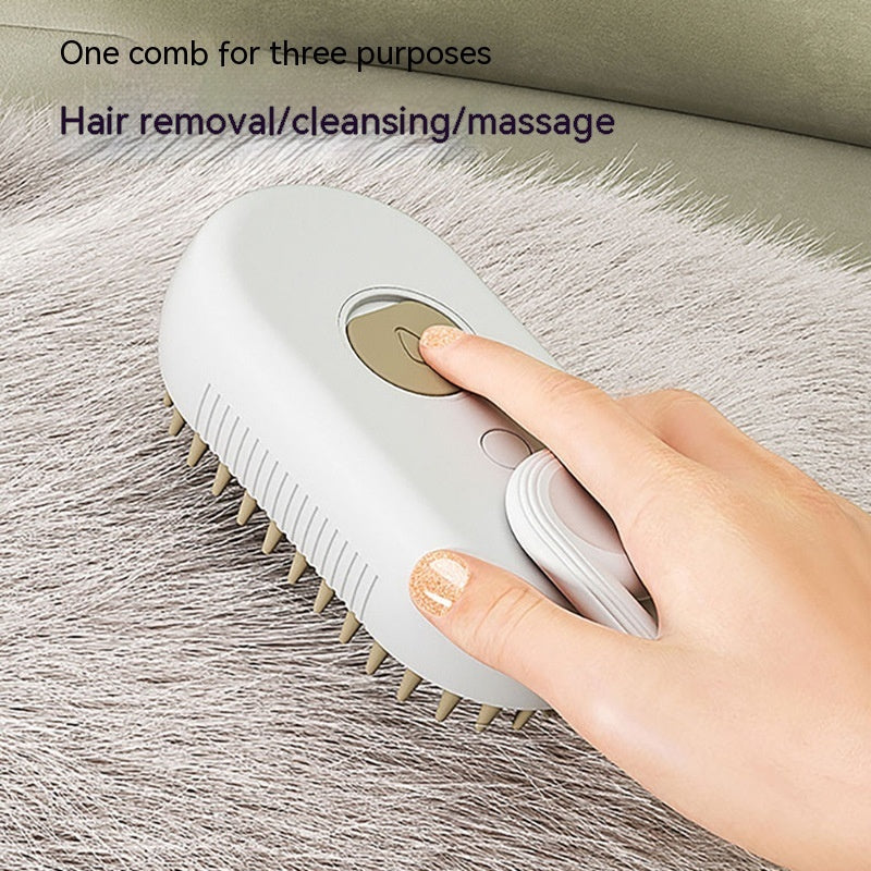 3-in-1 Cat & Dog Steam Brush – Electric Pet Grooming Comb with Spray & Hair Removal