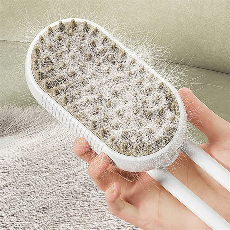 3-in-1 Cat & Dog Steam Brush – Electric Pet Grooming Comb with Spray & Hair Removal